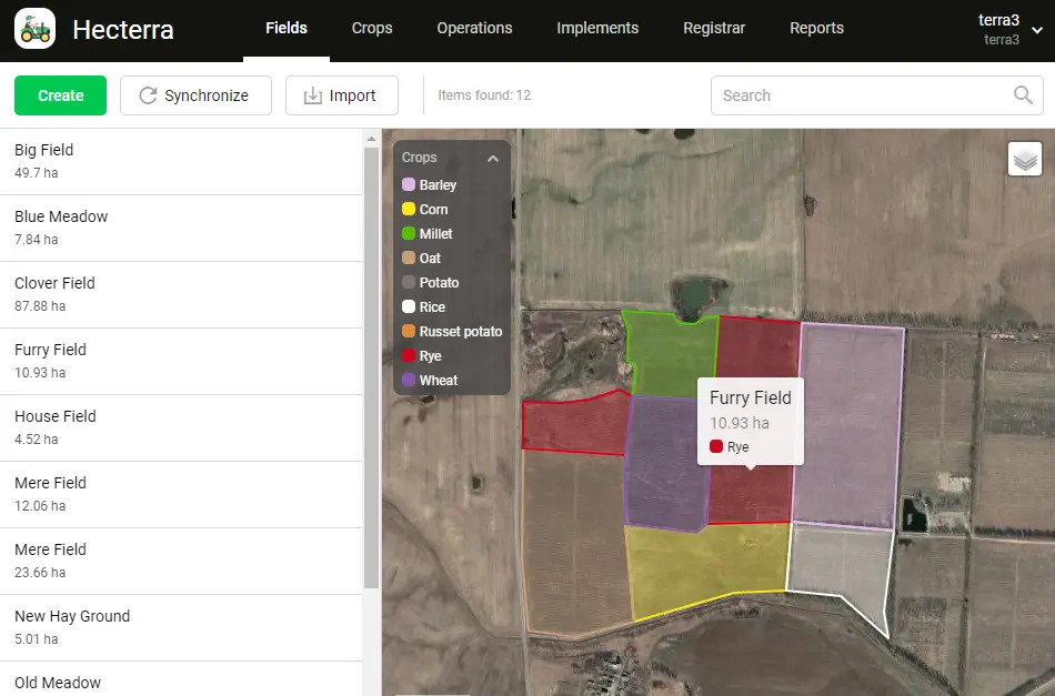 Hecterra · Bearbejdet areal, tid og forbrug