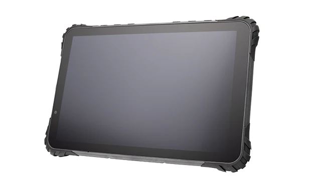 Detailed view of MDT1065 rugged tablet I/O ports supporting USB, RS232, and DC input for versatile connectivity.