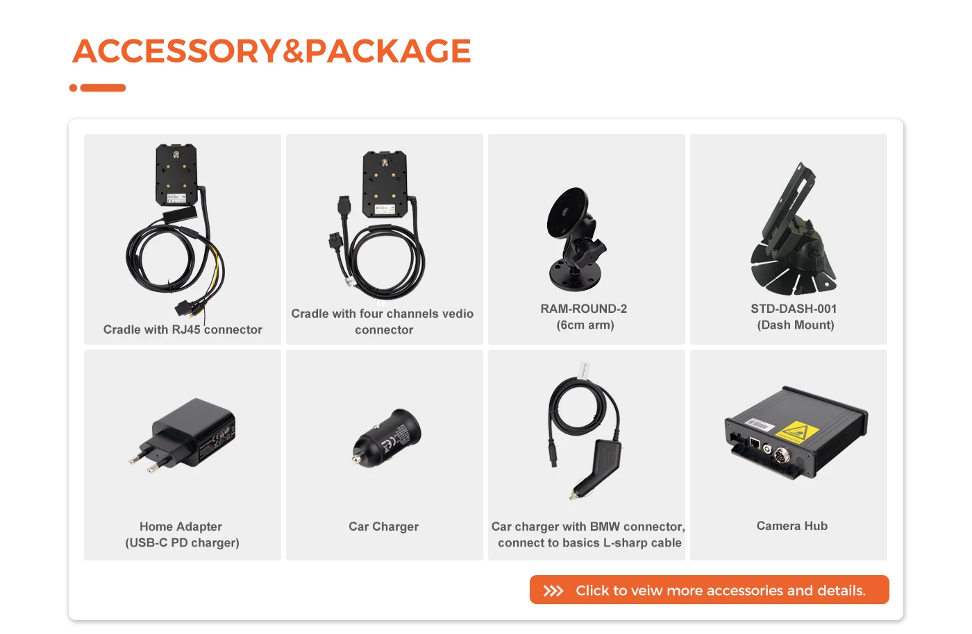 MDT864 accessories - cradles, chargers, and mounting kits