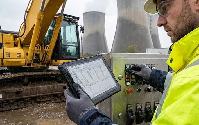 Field technician with tablet