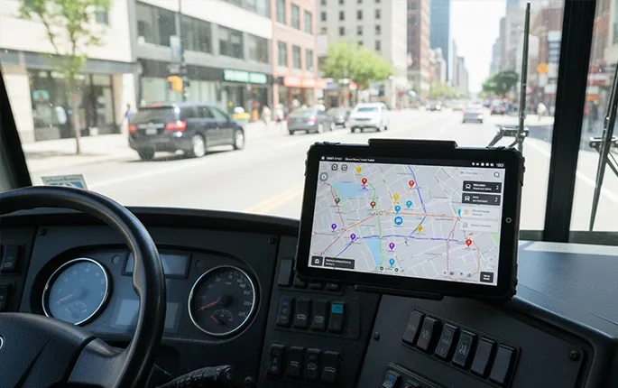 Bus mounted tablet