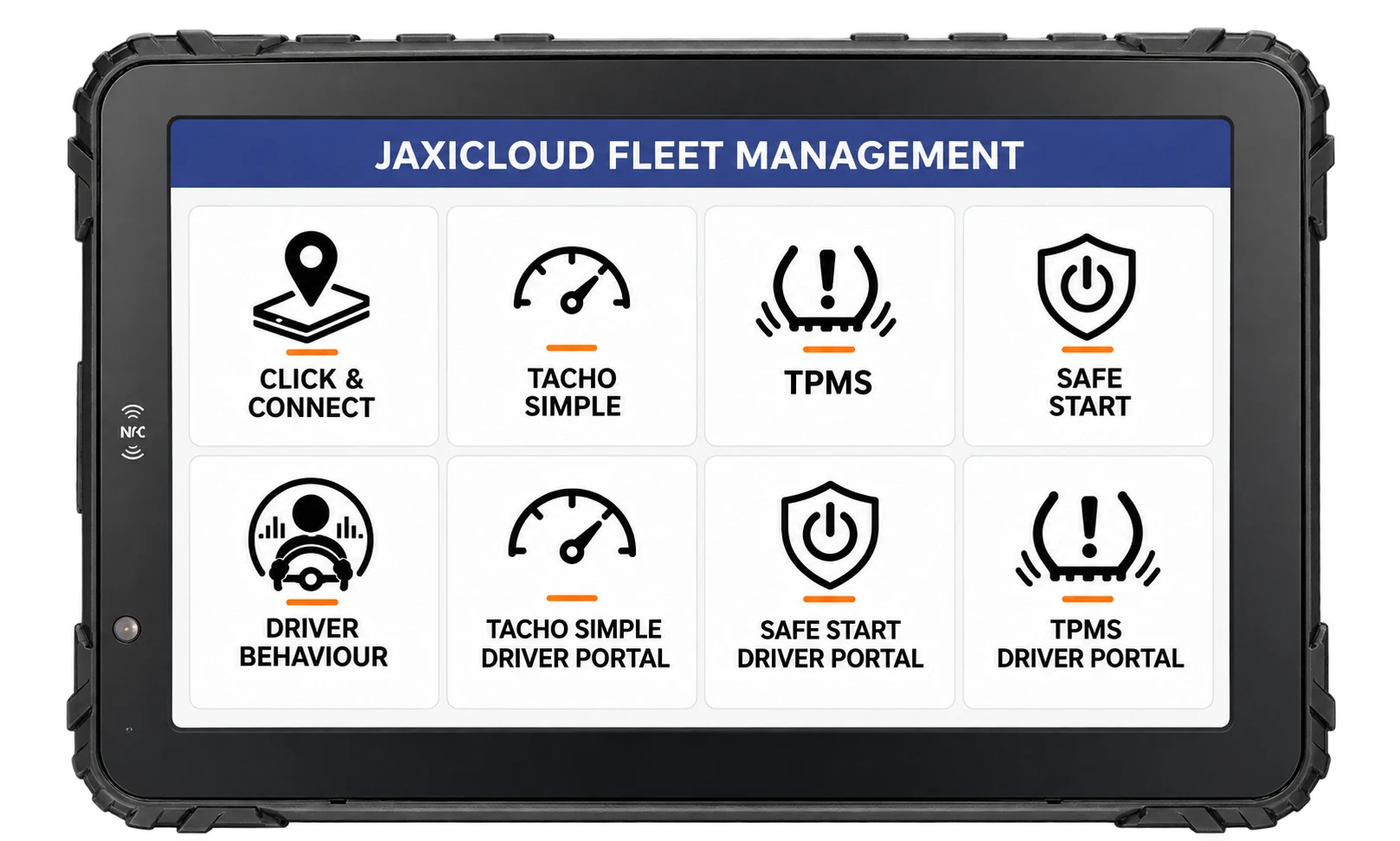 Tablet med JAXICLOUD-apps